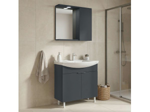 Set mobile lavabo con specchio (2 pezzi) "Purus 80" - 80 x 50 x 83 cm - Antracite opaco 2