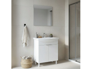 Set mobile lavabo con specchio (2 pezzi) "Purus 80" - 80 x 50 x 83 cm - Bianco 2