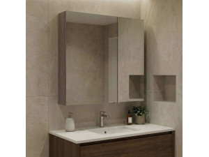 Mobile da bagno con specchio "Side 60" - 60 x 16 x 66 cm - Noce scuro 2
