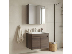 Set mobile lavabo con specchio (2 pezzi) "Side 65 v2" - 65 x 45 x 52 cm - Noce 2