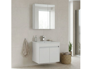 Set mobile lavabo con specchio (2 pezzi) "Side 65 v2" - 65 x 45 x 52 cm - Bianco opaco 2