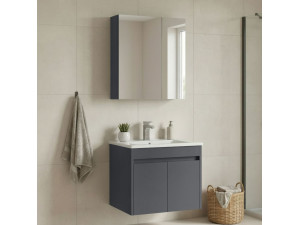 Set mobile lavabo con specchio (2 pezzi) "Side 65 v2" - 65 x 45 x 52 cm - Antracite opaco 2