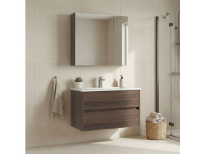 Set mobile lavabo con specchio (2 pezzi) "Side 85 v2" - 85 x 45 x 52 cm - Noce 2