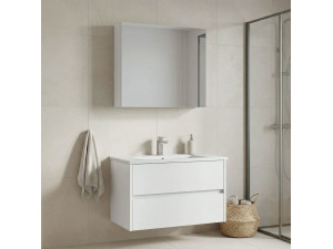 Set mobile lavabo con specchio (2 pezzi) "Side 85 v2" - 85 x 45 x 52 cm - Bianco opaco 2