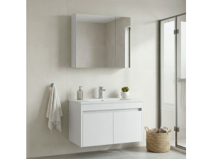 Set mobile lavabo con specchio (2 pezzi) "Side 85 v2" - 85 x 45 x 52 cm - Bianco opaco 2