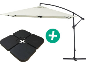Ombrellone da giardino sospeso Alu "Ilios 3" - Quadrato - 3 x 3 m - Ecru - Base inclusa