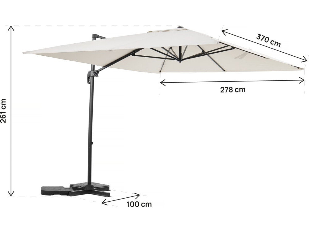 Ombrellone da giardino a sbalzo in alluminio "Sky 4" - 3 x 4 m - Ecru - Lastre zavorrate incluse