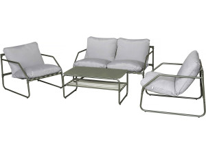 Set di mobili da giardino in metallo "Sora" con cuscini - 4 posti - Verde