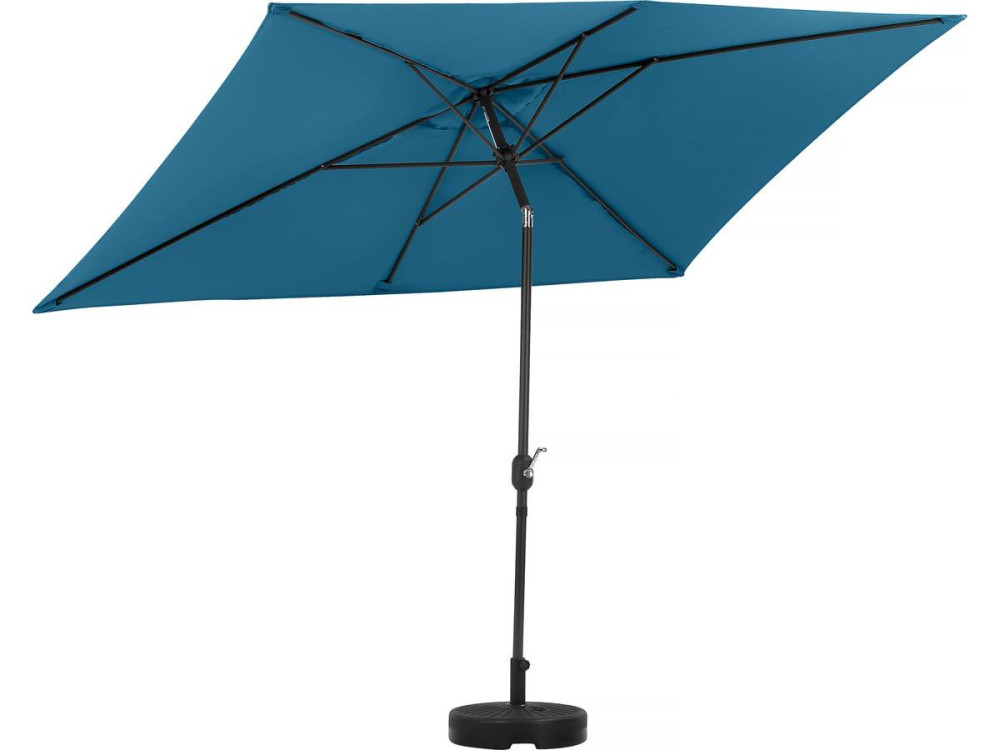 Ombrellone da giardino "Sol 2" - Rettangolo - 2 x 3 m - Blu + base per ombrellone inclusa