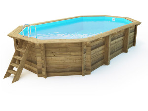 Piscina in legno "Brazilia 130" 5,86 x 3,86 x 1,30 m - copertura a bolle d'aria 180 µ - copertura invernale 280 g/m² 2