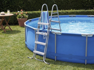 Scala per piscina "Milo" con sistema di sicurezza per bambini - Grigio 2