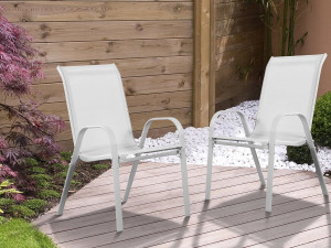 Sedia da giardino textilene "Cordoba" -Phoenix- Grigio chiaro-Set di 2 2