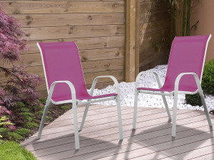 Sedia da giardino textilene "Cordoba" -Phoenix -Rosa -Set di 2 2