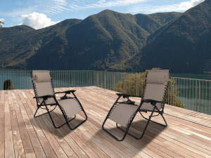 Set di 2 poltrone da giardino reclinabili a gravità zero "Sintra" - Taupe 2