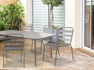 Set di 2 sedie da giardino impilabili in metallo "Bilbao" - Tortora 2