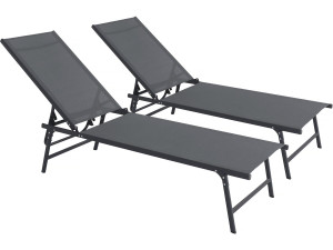 Set di 2 lettini prendisole in metallo "Sublima" - 180 x 54 x 104 cm - Antracite