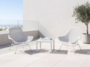 Set di 2 poltrone da giardino "Soléna" con tavolino - Bianco 2
