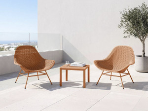 Set di 2 poltrone da giardino "Soléna" con tavolino - Arancione 2