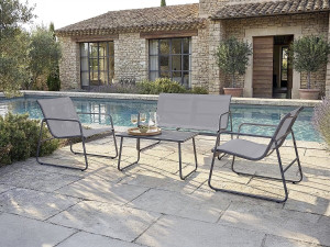 Set di mobili da giardino in metallo "Fortaleza" - 4 posti - Grigio chiaro 2