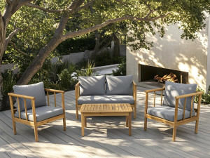 Set di mobili da giardino in legno "Milano" con cuscini - 4 posti - Grigio 2