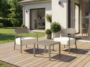 Set di mobili da giardino in metallo e plastica "Céora" - 2 posti - Taupe 2