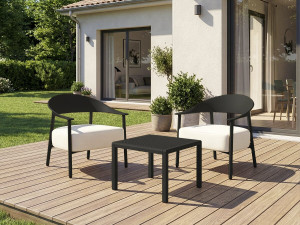 Set di mobili da giardino in metallo e plastica "Céora" - 2 posti - Nero 2