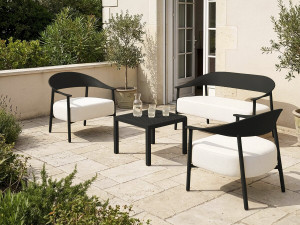 Set di mobili da giardino in metallo e plastica "Céora" - 4 posti - Nero 2