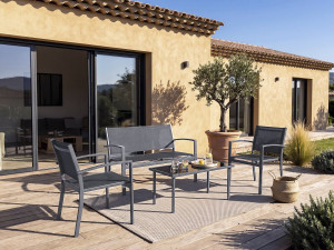 Set di mobili da giardino in metallo "Lino II" - 4 posti - Nero 2