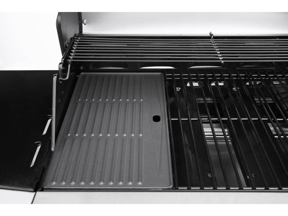 Barbecue a Gas "Bingo 4" - 4 piastre di cui 1 laterale  - 14kW + Fodera di protezione- Argento