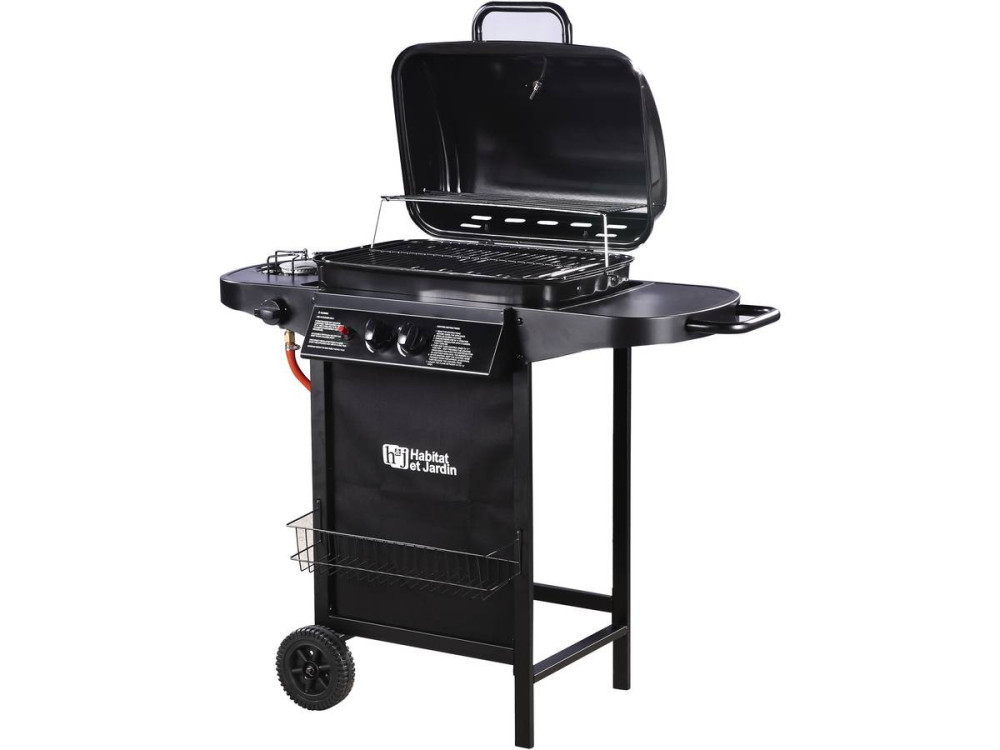 Barbecue gas "Party 3" - 3 piastre di cui 1 laterale - 9.38 kW -Nero