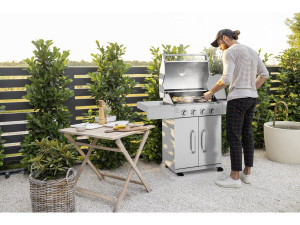 Barbecue a gas in acciaio inox con 5 bruciatori di cui 1 laterale "Brazzo" - 118 x 57 x 104 cm - Grigio chiaro 2