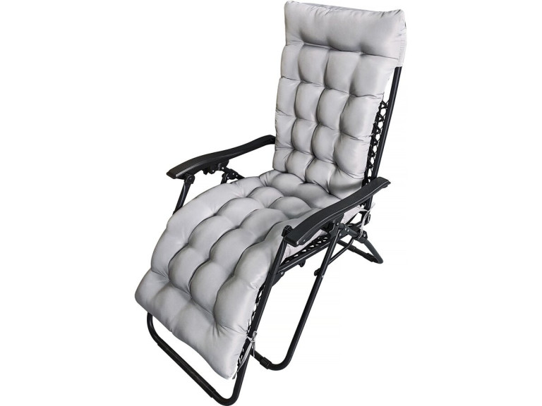 Cuscino per poltrona da giardino in tessuto "Romy" - 164 x 52 x 10 cm - Grigio chiaro