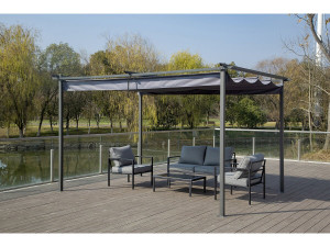 Pergola con tetto retrattile - 3 x 4 m - Grigio 2