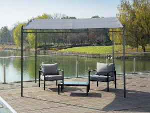 Pergola inclinata in metallo addossato - 3 x 2,5 m - Grigio 2