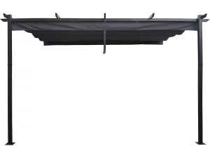 Pergola addossata in alluminio con tetto retrattile - 3 x 4 m - Grigio