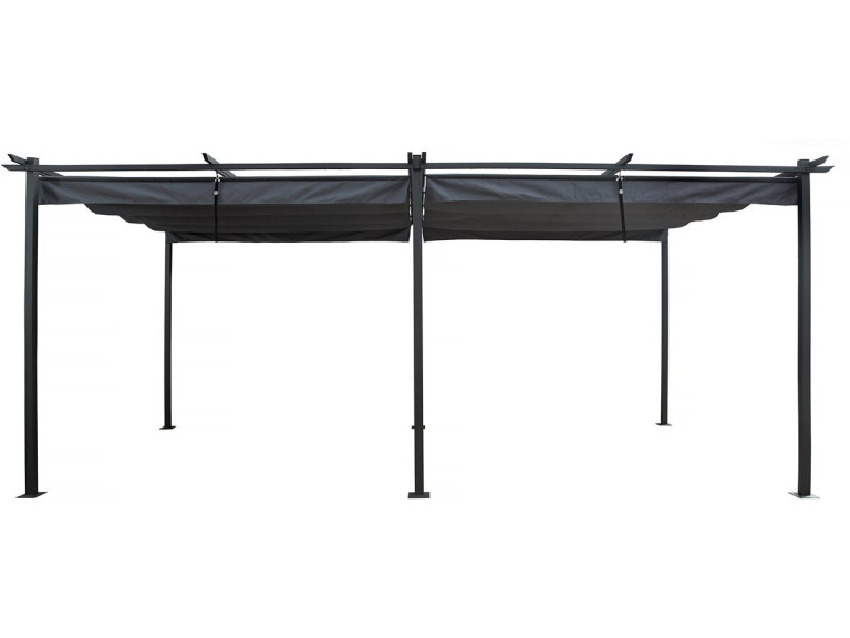 Pergola in metallo con tetto retrattile - 3 x 6 m - Antracite