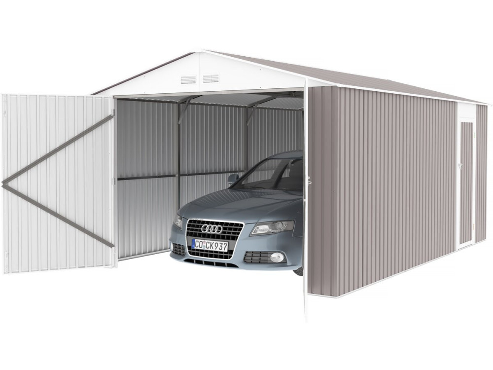 Garage in metallo "Nevada" - 18,56 m² con grondaia e serbatoio per il recupero dell'acqua