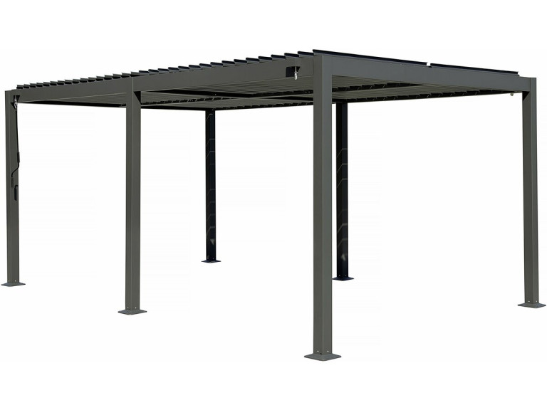 Pergola bioclimatica autoportante Kensington in alluminio - 3 x 5 m - Grigio