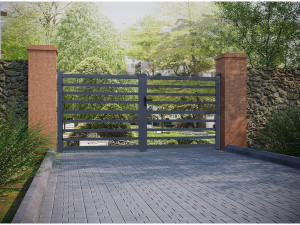 Cancello in alluminio traforato "Martin" - 340 x 180 cm - Grigio 2