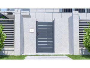 Porta a battente in alluminio "Bastien" - 100 x 176 cm - Antracite 2