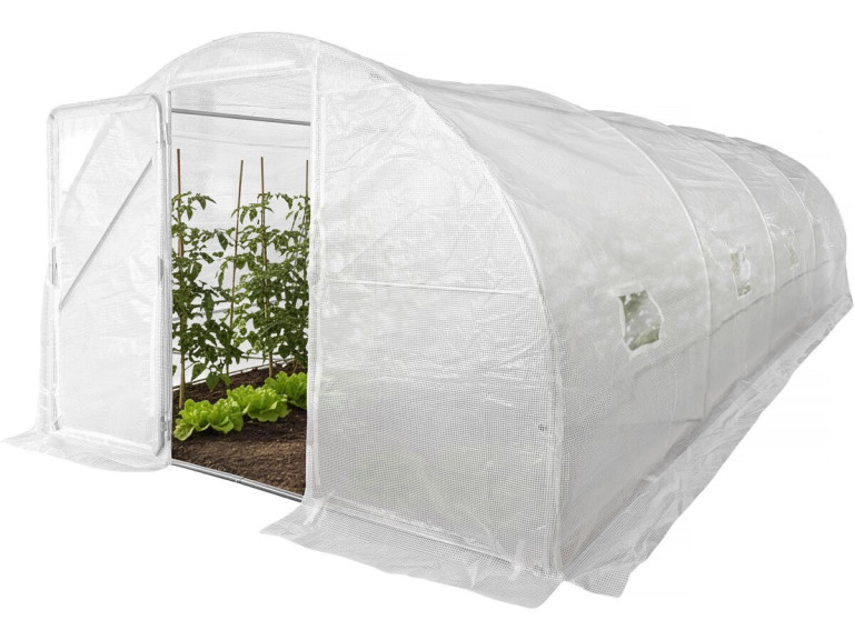 Serra a tunnel da giardino "Mimosa" con porta - 18 m² - 180 g - Bianco
