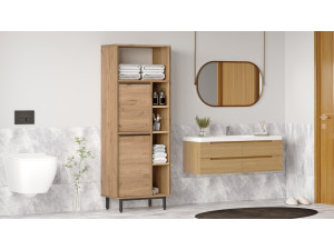 Mobile da bagno in legno "ON10C" - 60 x 46 x 161 cm - Marrone 2