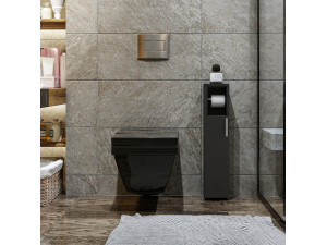 Portarotolo in legno "Star" - 15 x 12 x 65 cm - Grigio antracite 2