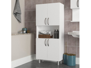 Mobile da bagno in legno "William" - 59 x 29 x 140 cm - Bianco 2