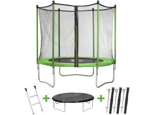 Trampolino "Yoopi 2" - Ø 1,80 m - con rete + scala + copertura + kit di ancoraggio