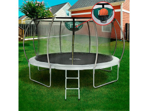 Trampolino con rete interna e canestro "jumper" Ø4,25 m - Grigio 2