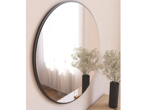 Specchio in legno "Ozze" - 60 x 60 cm - Nero 2
