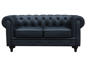 Divano fisso Chesterfield "Aliza" - 157 x 82 x 70 cm - 2 posti a sedere - Nero 2