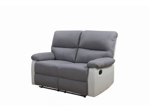 Divano "Lincoln" - 147 x 89 x 103 cm - 2 posti a sedere - Bianco / grigio chiaro