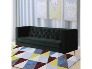 Divano fisso in velluto "Bruce" - 196 x 76 x 82 cm - 3 posti a sedere - Verde scuro 2